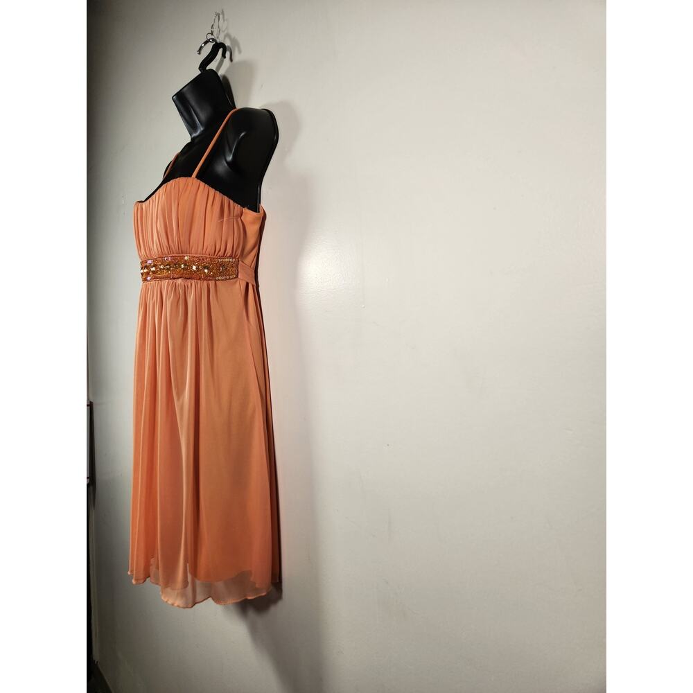 CITY TRIANGLES Chiffon Knee Length Fit Flare Cocktail Dress Women L Orange FLAWS - Picture 10 of 12